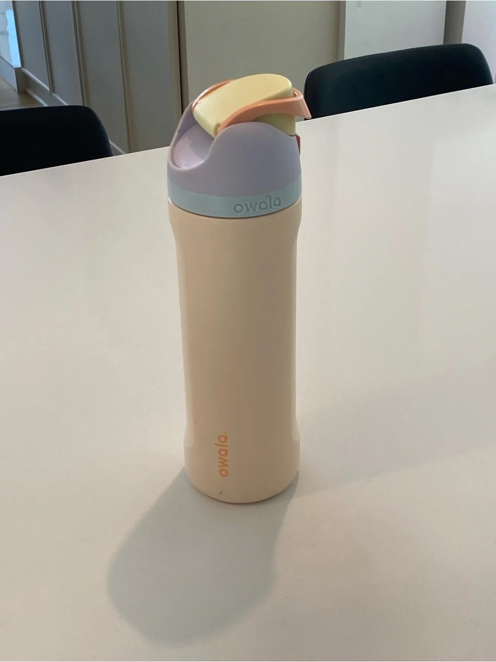 Owala Peach Pastel Stainless Steel Travel Bottle with Multicolor Lid